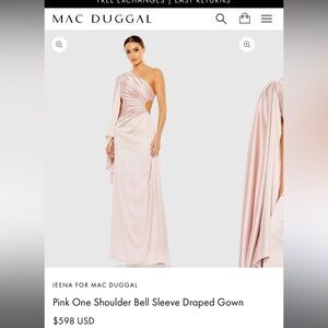 Mac Duggal Pink Asymmetrical Draped Maxi Dress